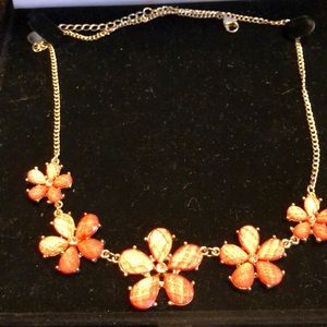 Floral coral colored necklace